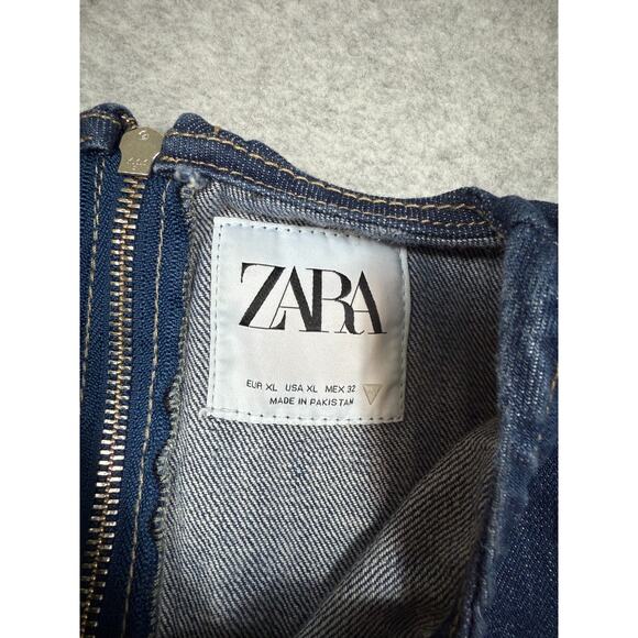 Zara Womens Size XL Denim Sleeveless Mini Dress - Picture 3 of 8